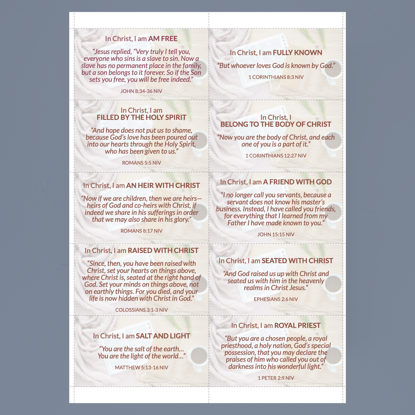 Who I Am in Christ Scripture Cards - DIGITAL DOWNLOAD ONLY